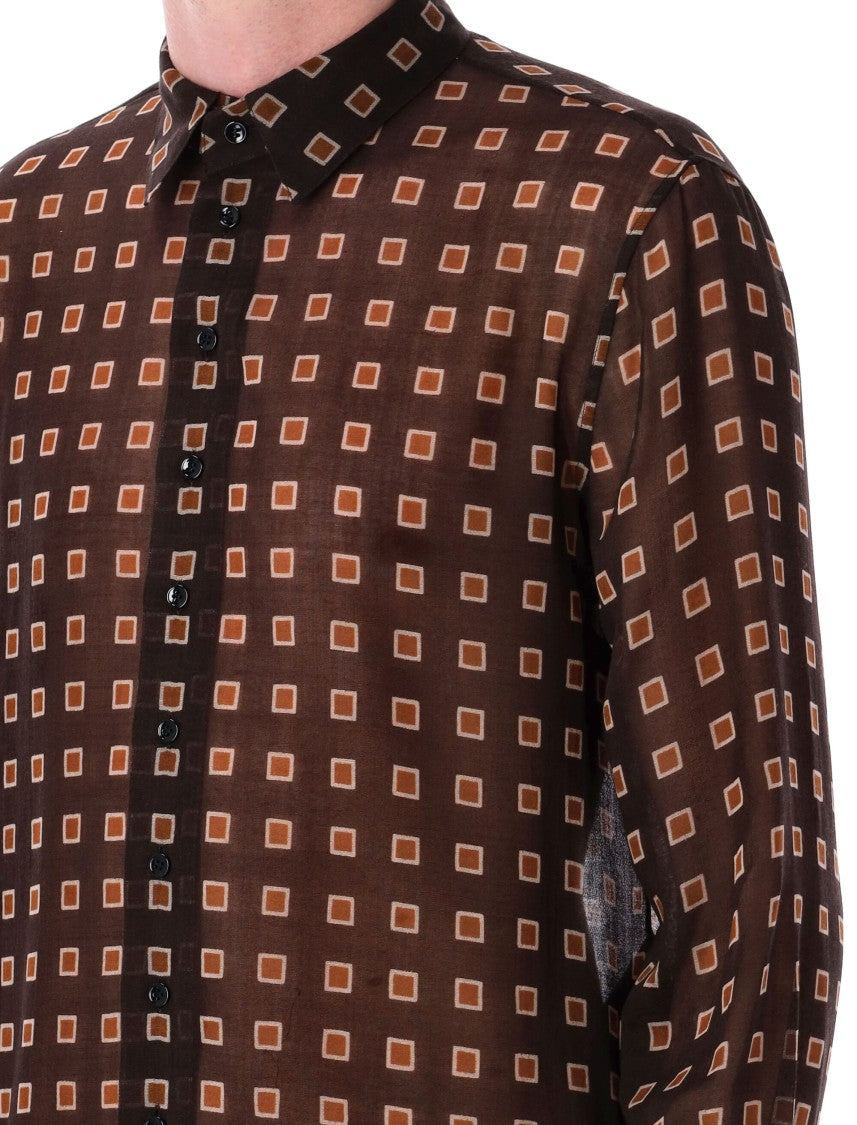 Saint Laurent Squared Wool Etamine Shirt With Semi-Sheer Finish