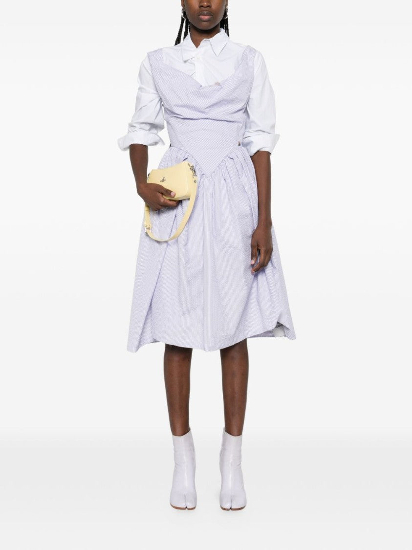 Vivienne Westwood Sleeveless White Midi Dress With Draped Cowl Neckline