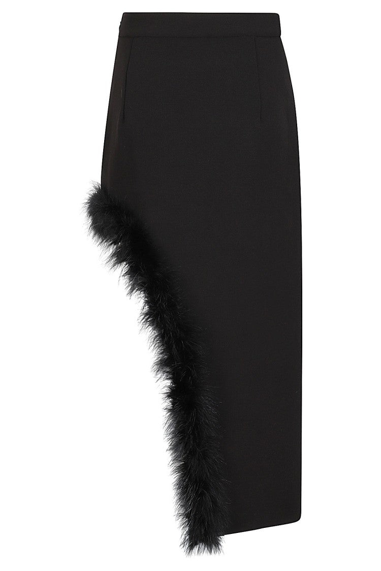 Amen High-Waisted Asymmetrical Feathers Skirt