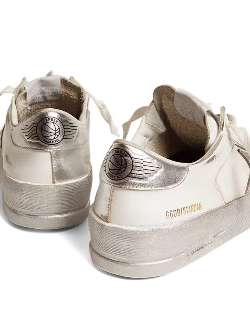 Golden Goose Low-Top Leather Sneakers With Metallic Star Detail