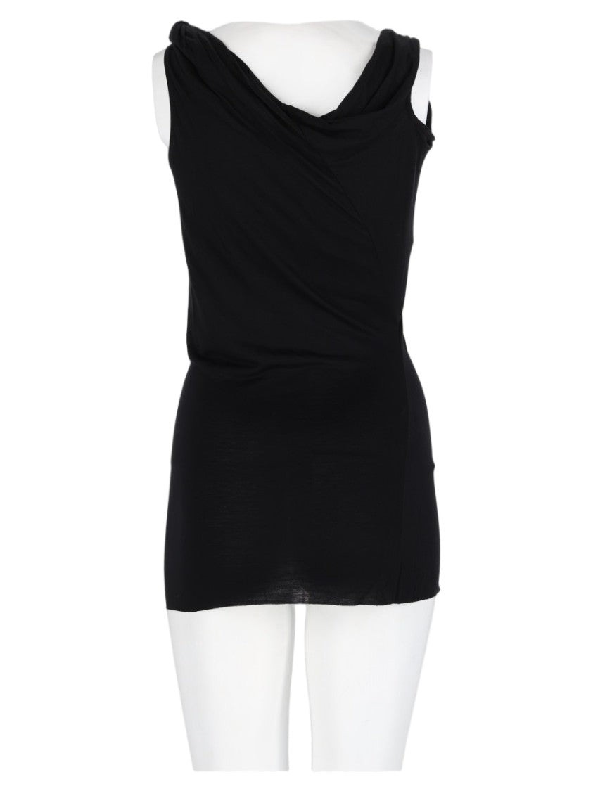 Rick Owens X Lilies Black Draped Sleeveless Viscose Top