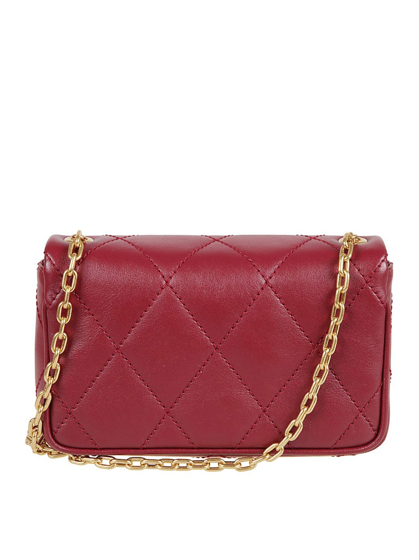 Burberry Quilted Red Calf Grain Leather Bag