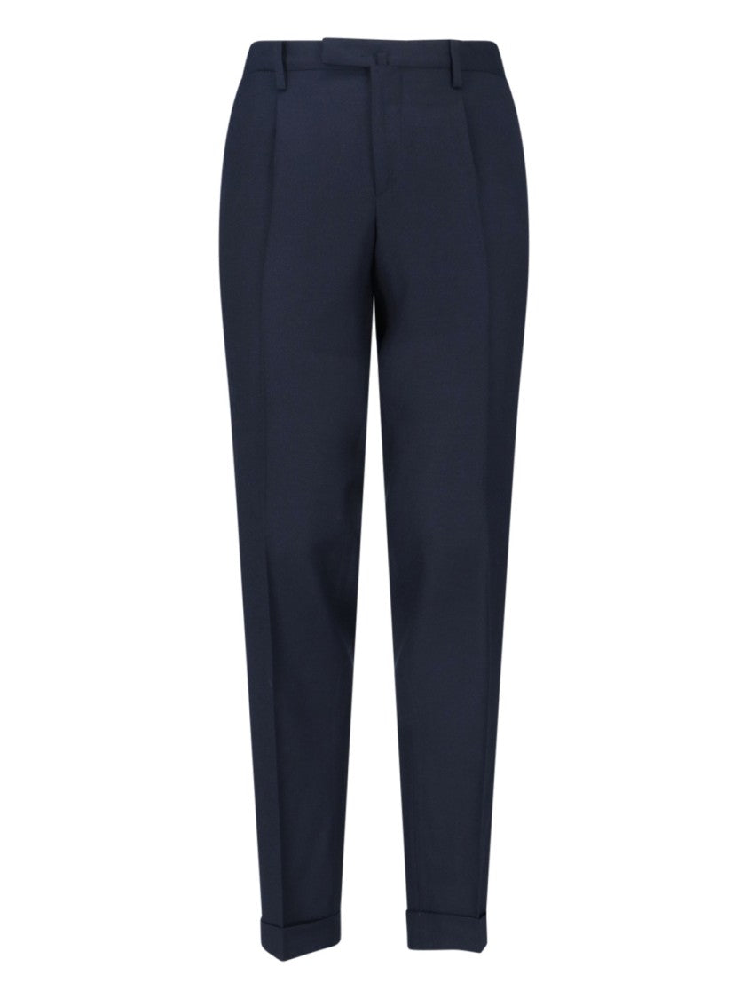 Briglia Navy Virgin Wool Trousers With Tailored Fit