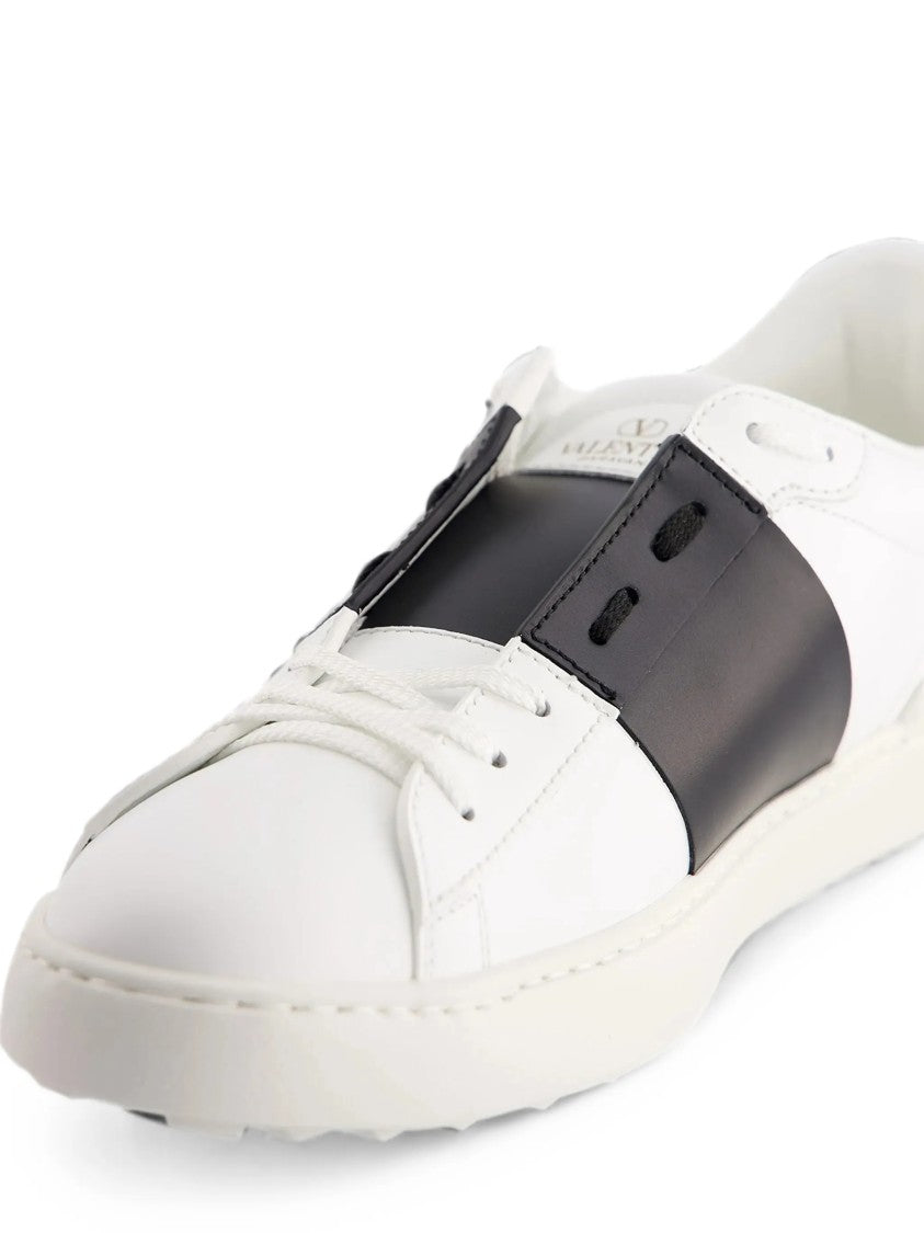 Valentino White Open Leather Black Sneakers