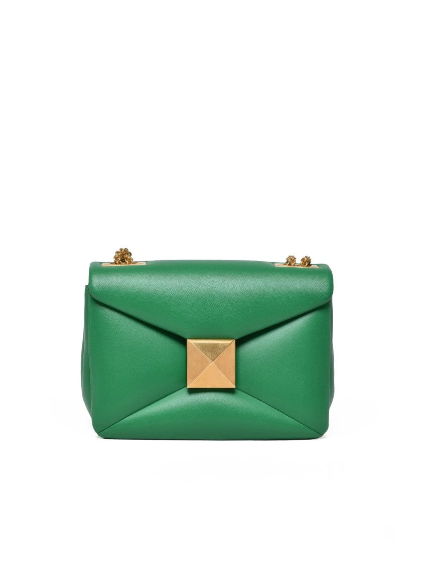Valentino Garavani Structured Leather Shoulder Bag With Pyramid Stud Accents
