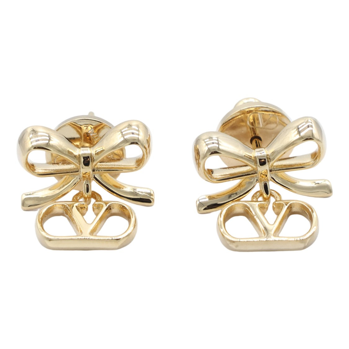 Valentino Garavani Polished Bow Logo Stud Earrings