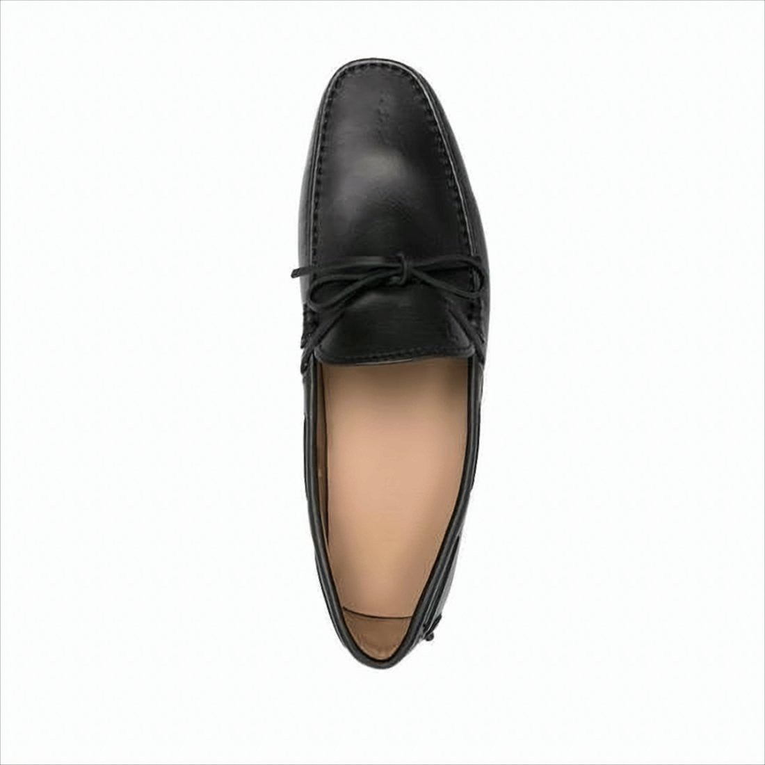 Tod's Black Leather Loafers With Moccasin Toe And Bow Detail