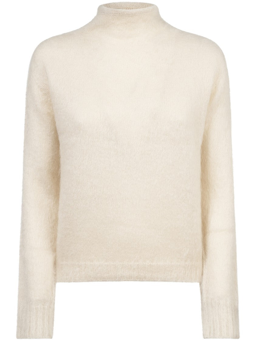 Max Mara Textured Knit Beige Sweater With Classic Silhouette