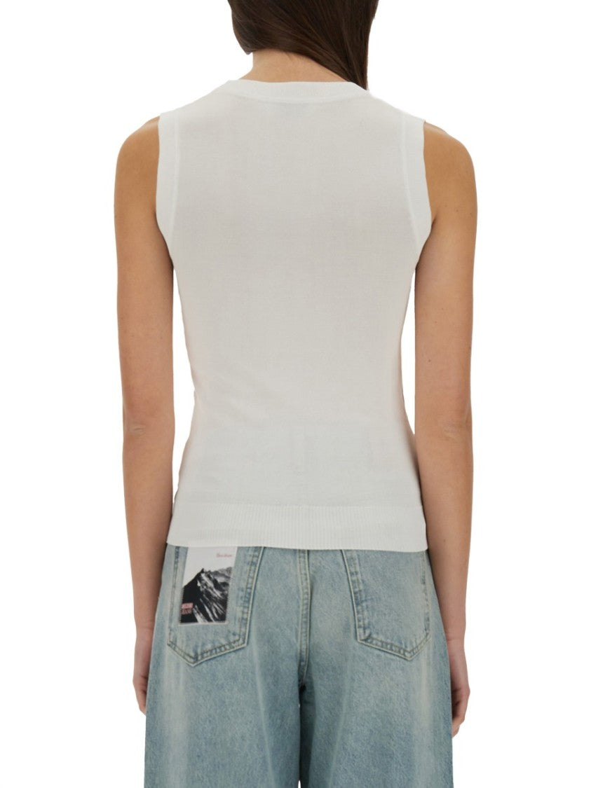 Moschino Knit Top With Inlay Logo
