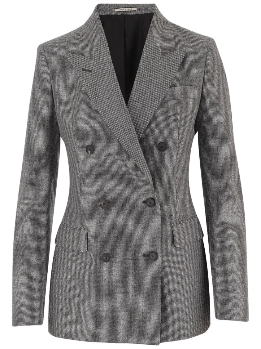 Tagliatore Grey Wool Double-Breasted Blazer