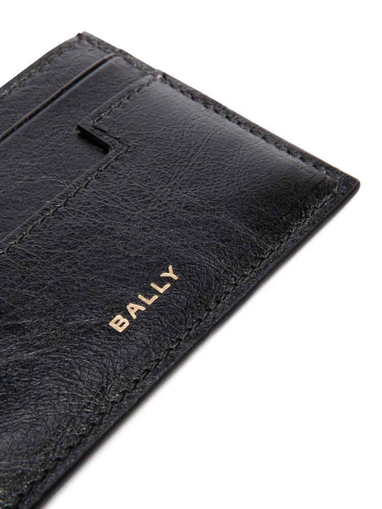Bally Black Metallic Logo Leather Wallet