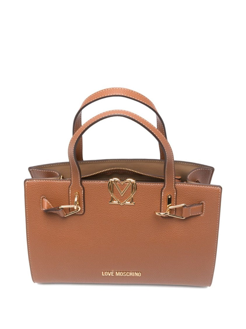 Love Moschino Structured Brown Shopper Bag With Dual Handles And Gold-Tone Accents