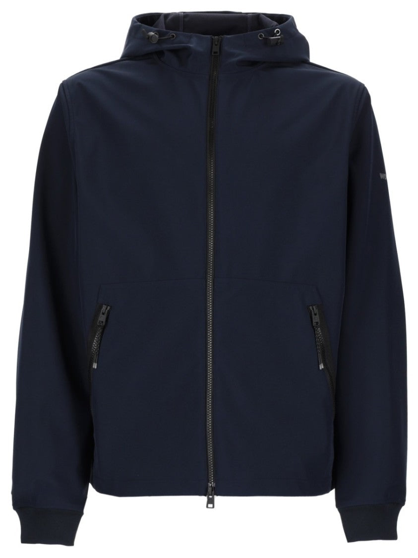 Woolrich Black Polyester Zip Up Hoodie Jacket