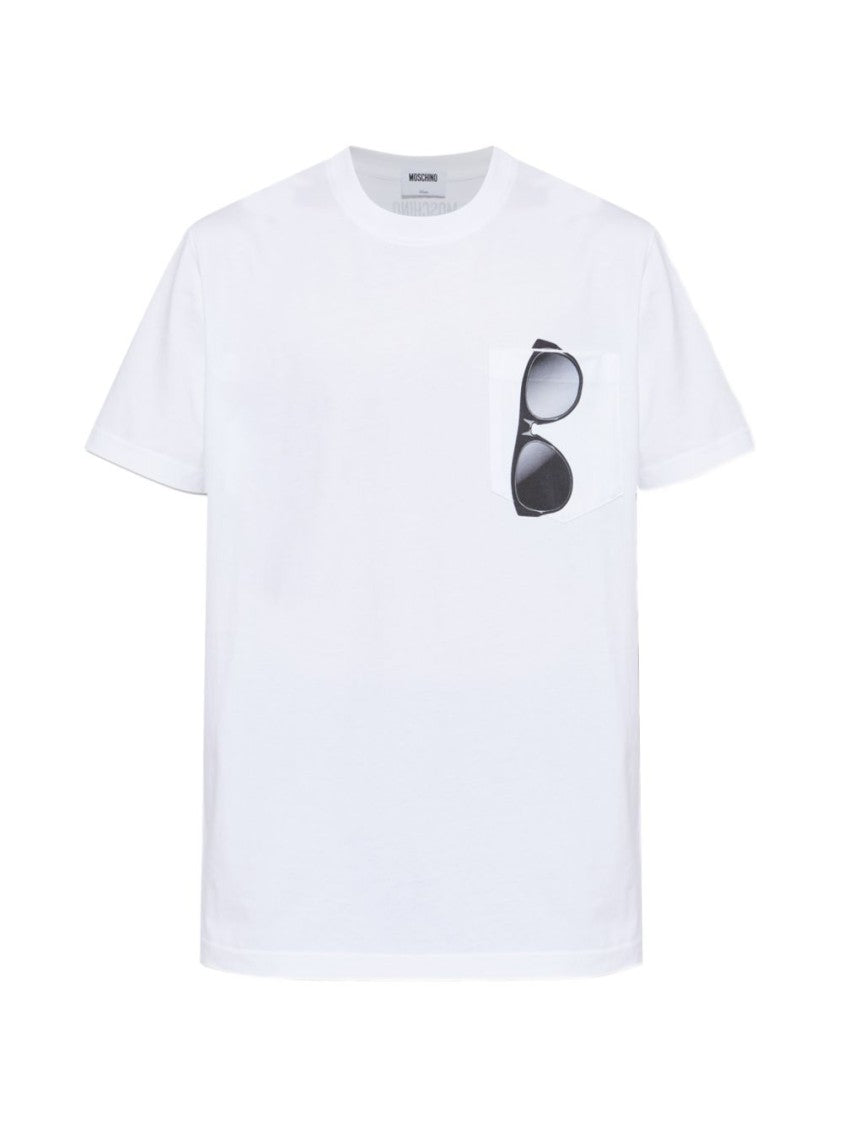 Moschino Short-Sleeve T-Shirt With Sunglasses Print And Pocket
