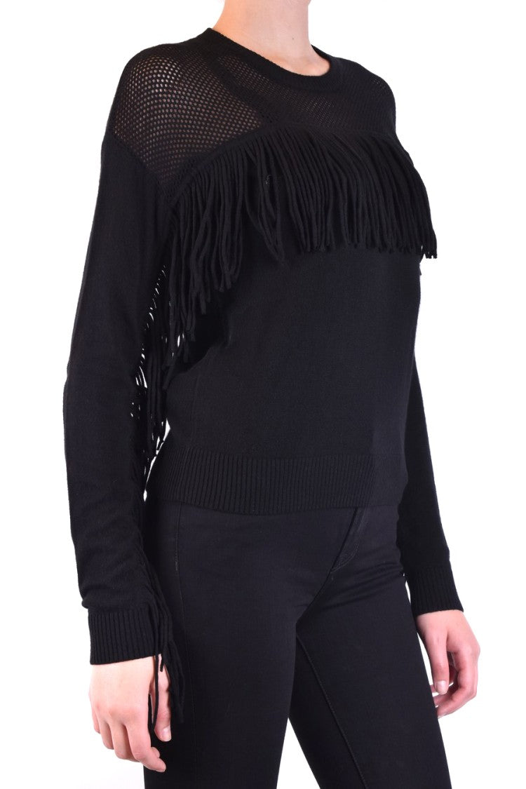 Pinko Fringe-Detail Sweater With Mesh Knit Panels