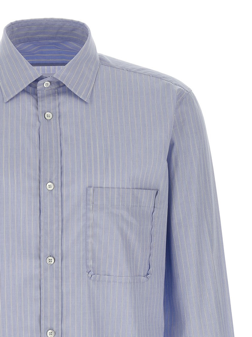 Maison Margiela Striped Cotton Poplin Shirt With Chest Pocket