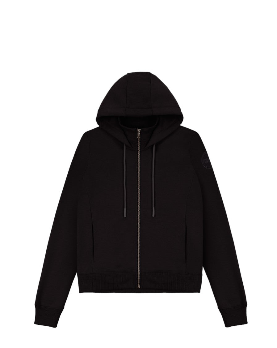 Colmar Velvety Black Zip-Front Ribbed Collar Sweatshirt