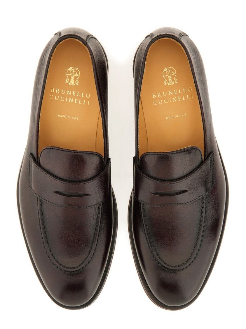 Brunello Cucinelli Polished Black Leather Loafers