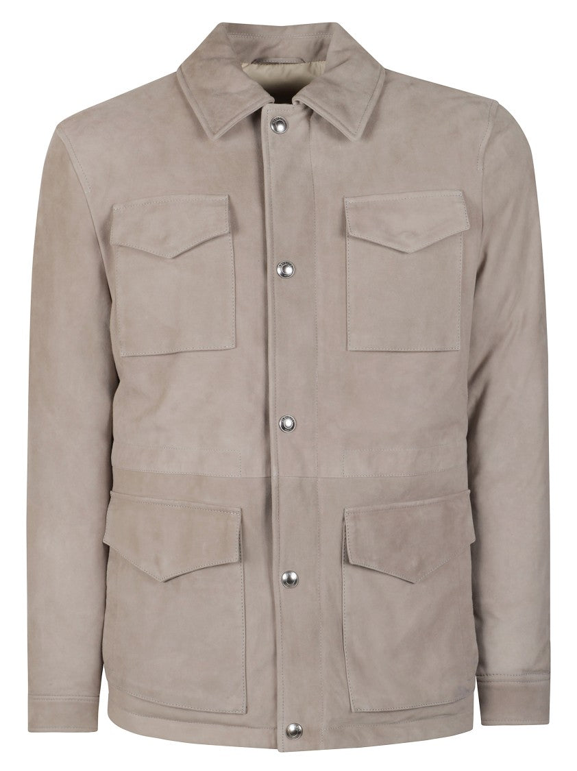 Eleventy Structured Military-Inspired Jacket With Suede-Like Texture