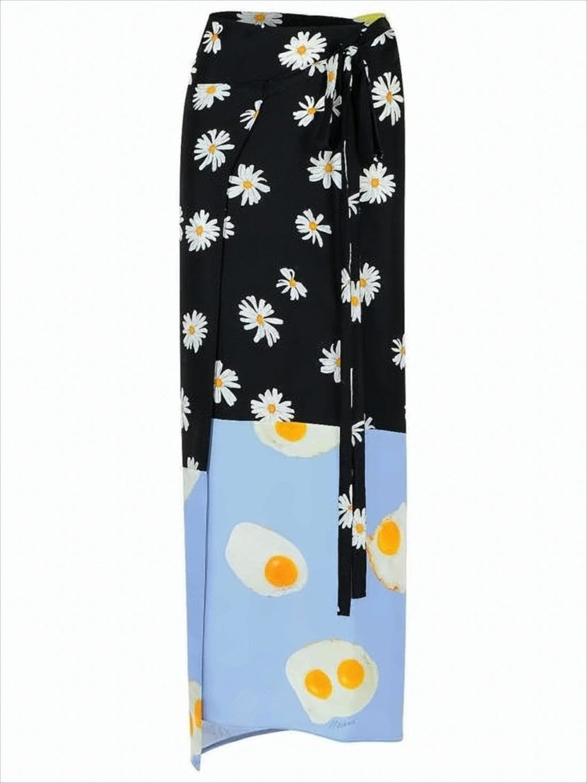 Moschino Wrap-Style Maxi Skirt With Daisies