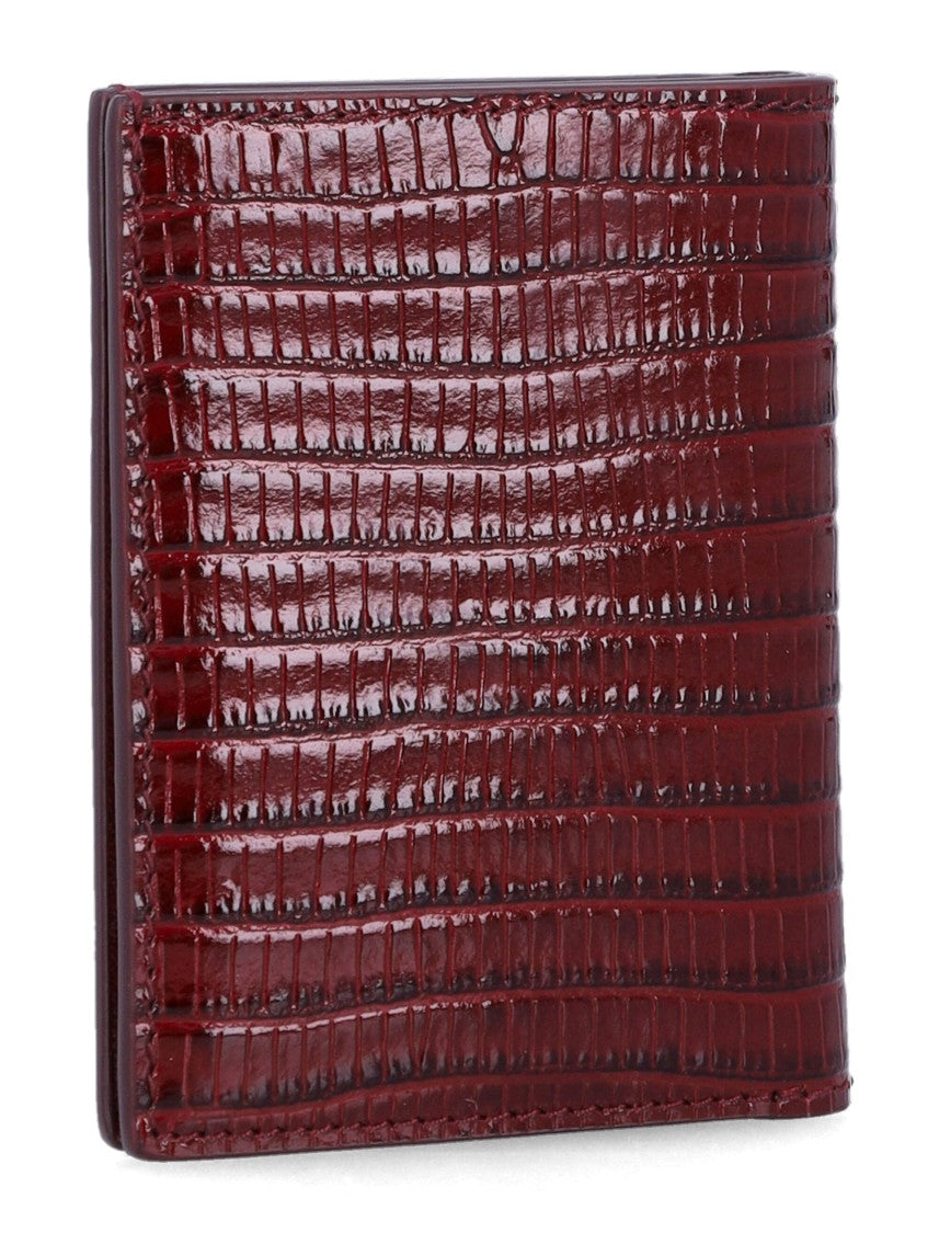 Tom Ford Lizard-Embossed Leather T Line Card Holder