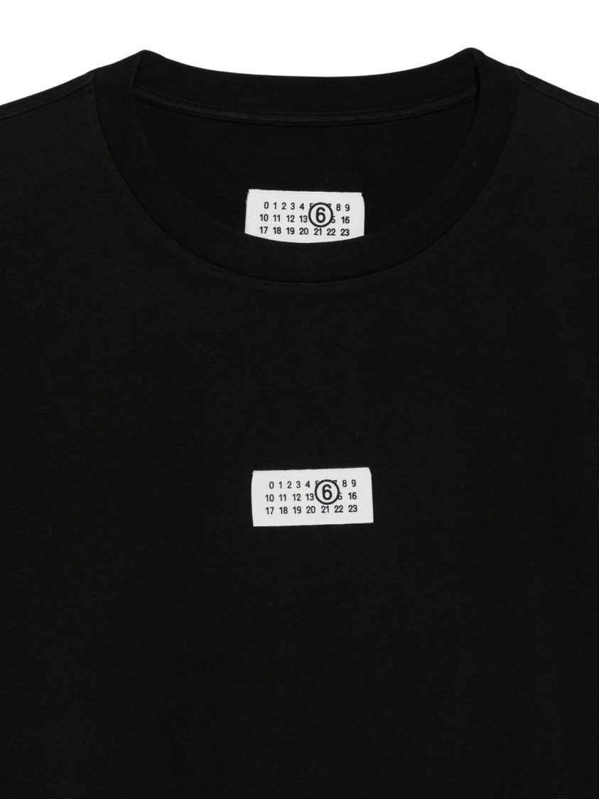 Mm6 By Maison Margiela Black Short-Sleeve Logo Patch T-Shirt