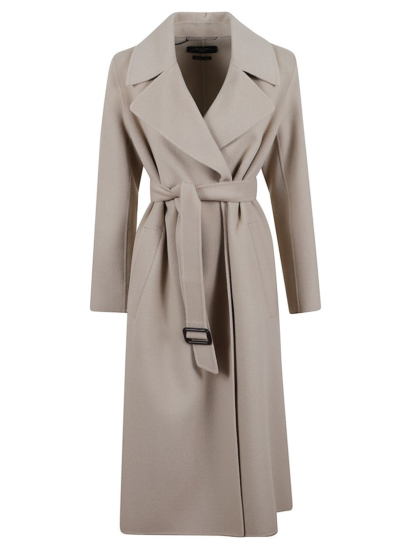 Max Mara Wool Coat With Classic Lapel And Belted Waist