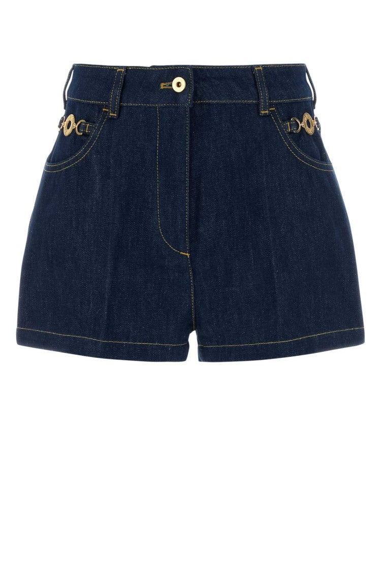 Patou High-Waisted Denim Shorts With Unique Decorative Loops