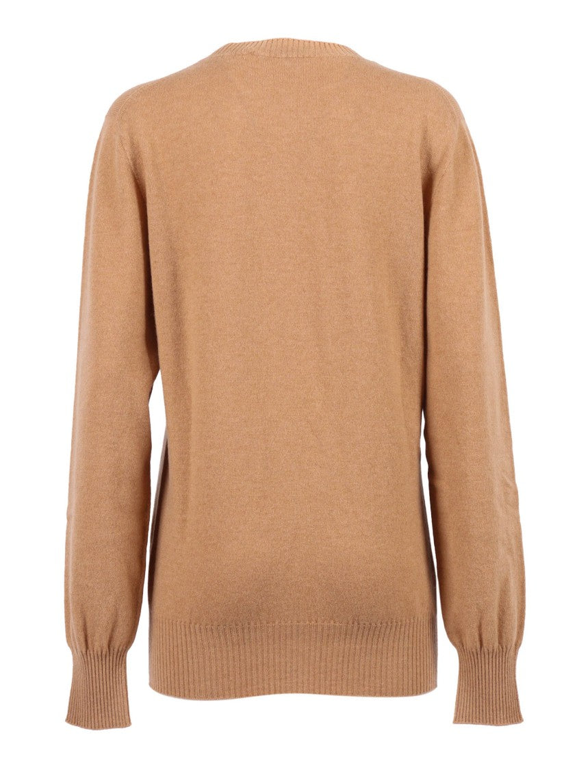 Alberta Ferretti Gathered Cashmere Sweater With Decorative Pearl Accents