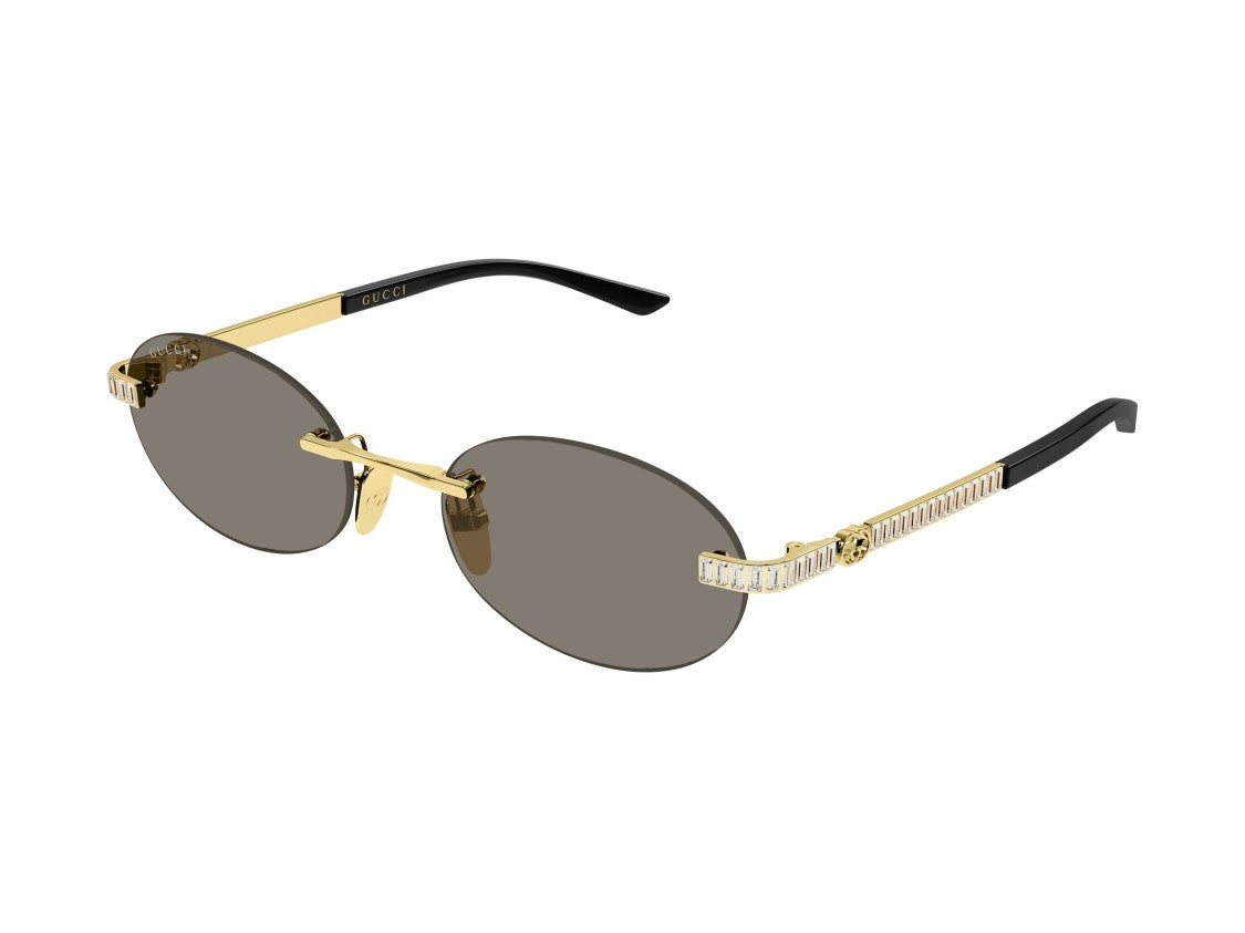 Gucci Gold Gg2214s Rimless Round Crystal Sunglasses