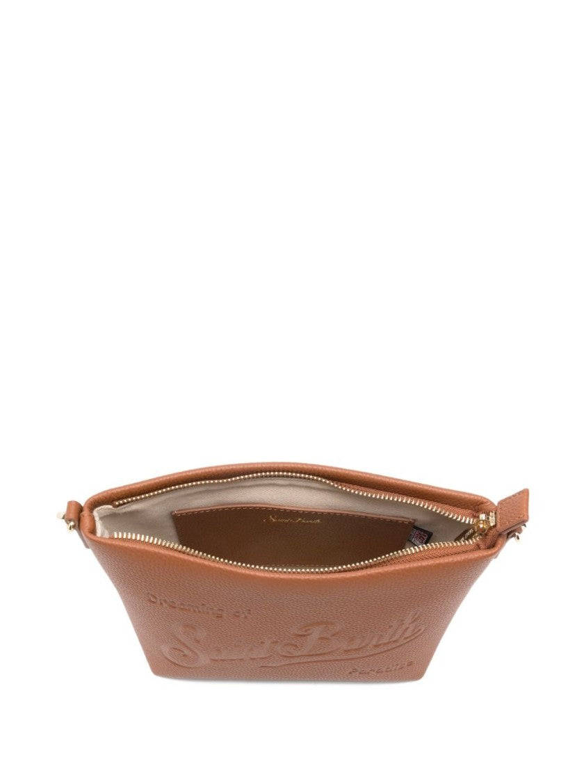 Mc2 Saint Barth Medium Trapezoidal Handbag In Textured Brown Finish