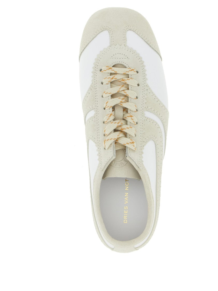 Dries Van Noten Low-Profile Leather Sneakers With Contrasting Suede Inserts