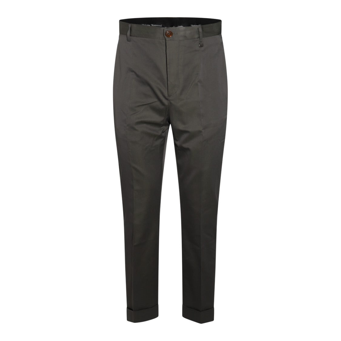 Vivienne Westwood Tailored Grey Cotton Trousers With Cuffed Hem