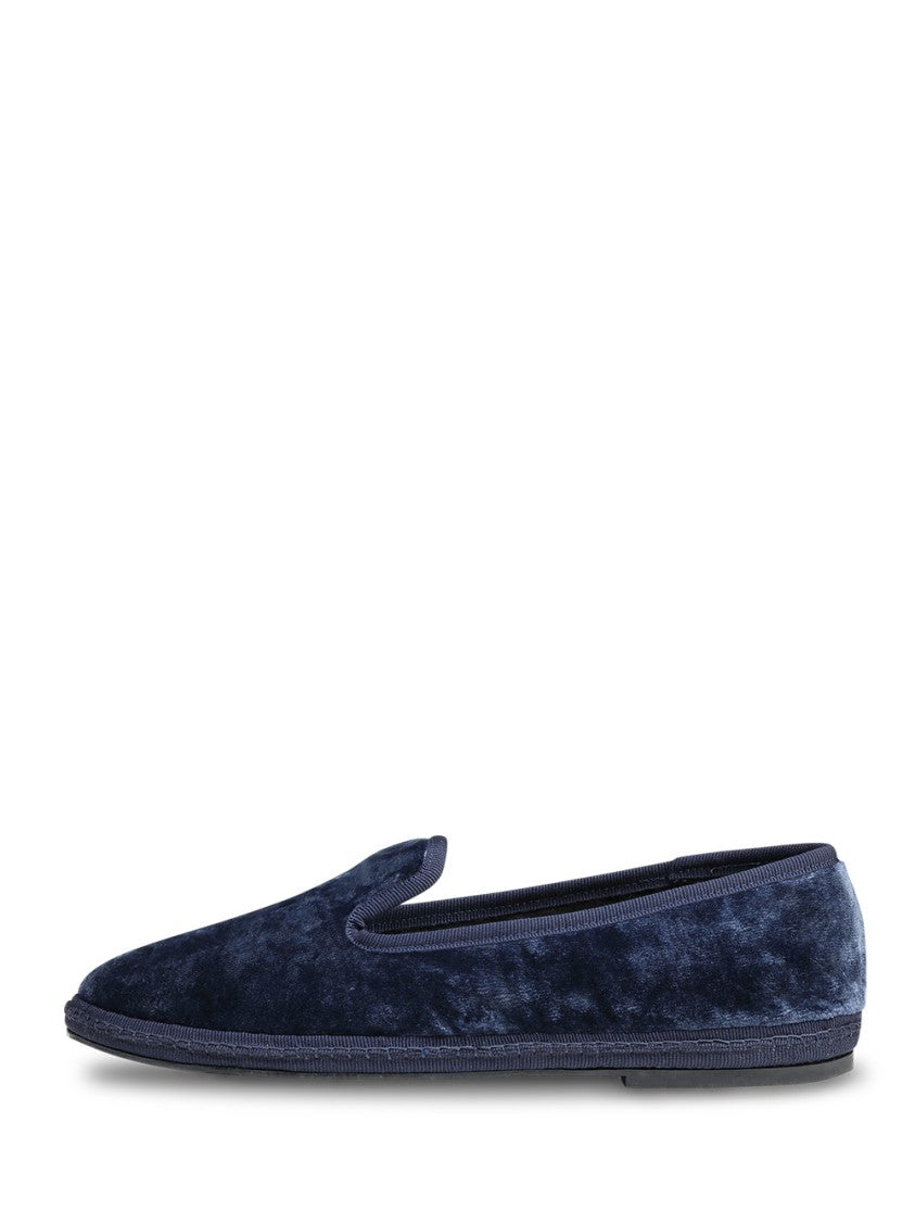 Sentier Slip-On Blue Velvet Flats With Refined Elegance