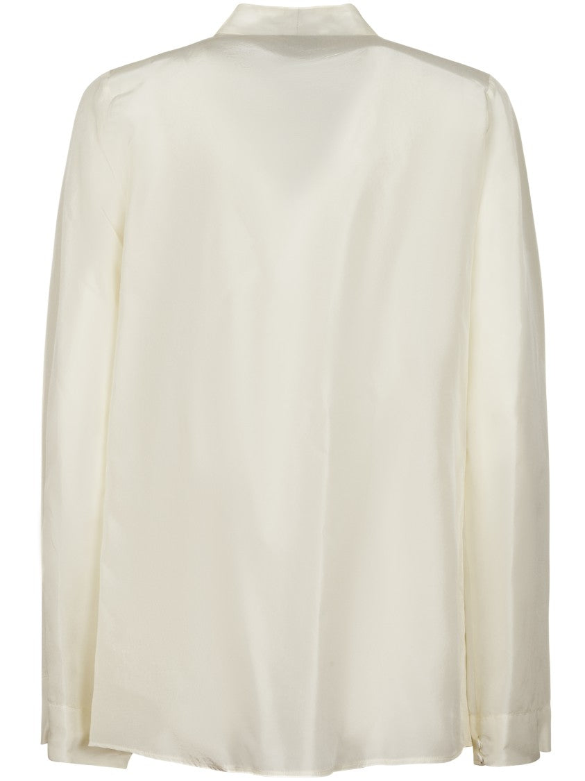 Forte Forte Habotai Silk Long Sleeve V-Neck Shirt