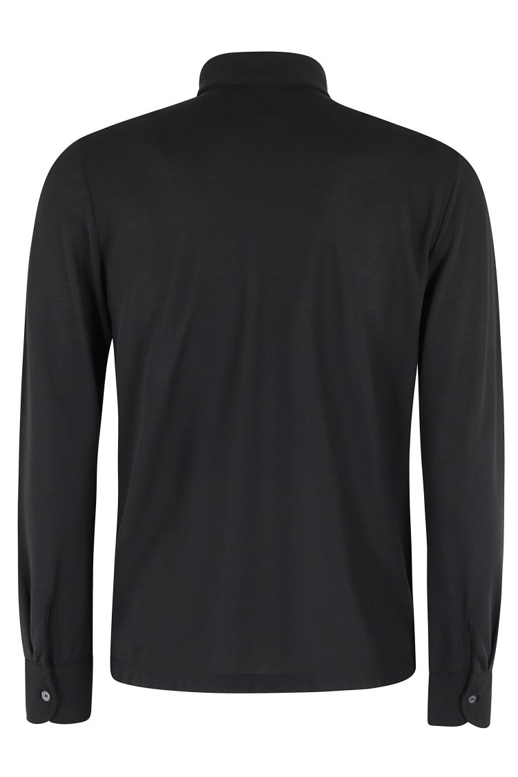 Zanone Long-Sleeve Polo Shirt With Elegant Buttoned Collar