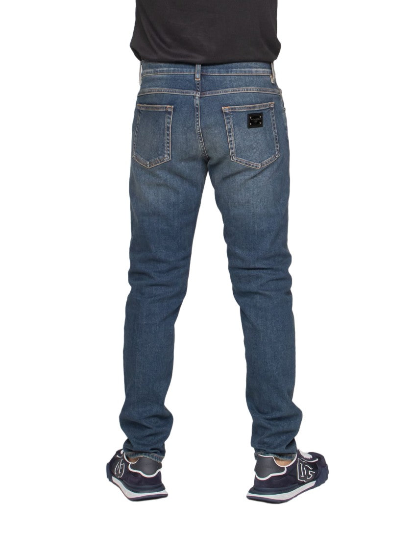 Dolce & Gabbana Classic Straight-Fit Jeans With Medium Blue Wash And Whiskering