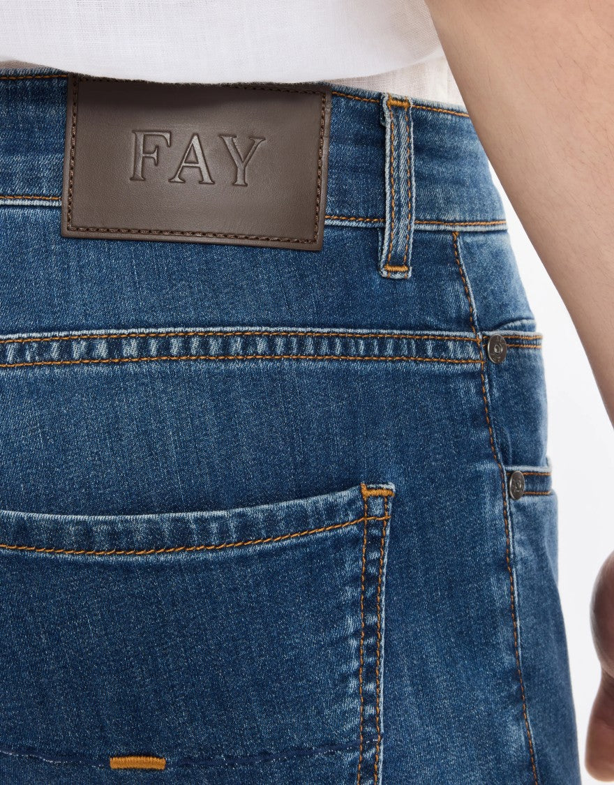 Fay Medium Blue Straight-Leg Jeans