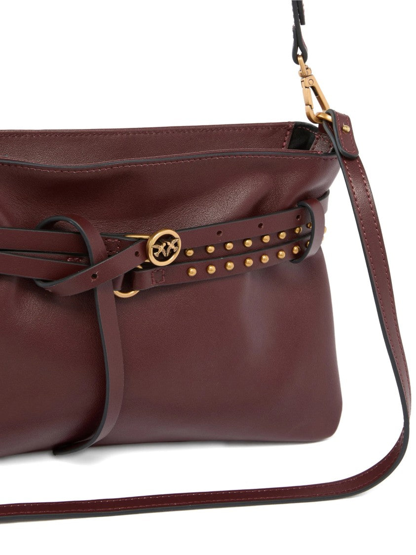 Pinko Burgundy Mini Structured Studded Shoulder Bag