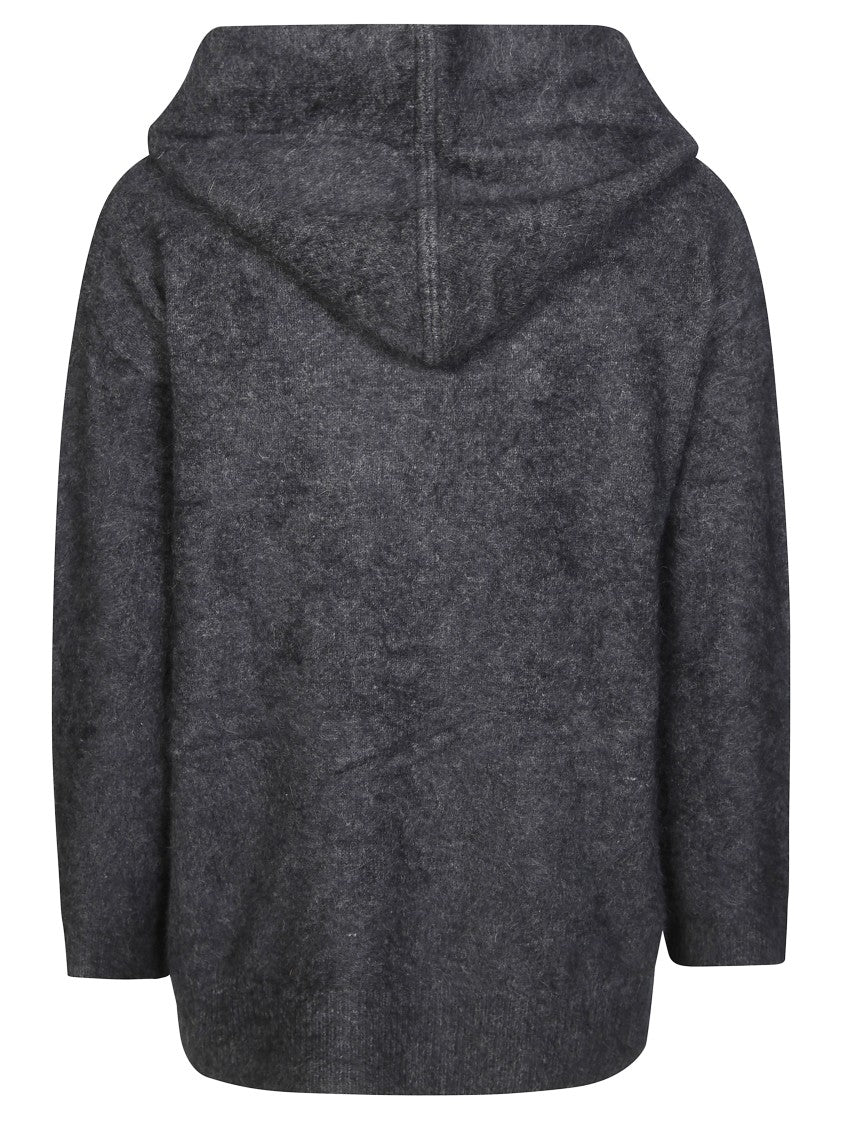 Ctplage Open-Front Grey Cardigan With Hood
