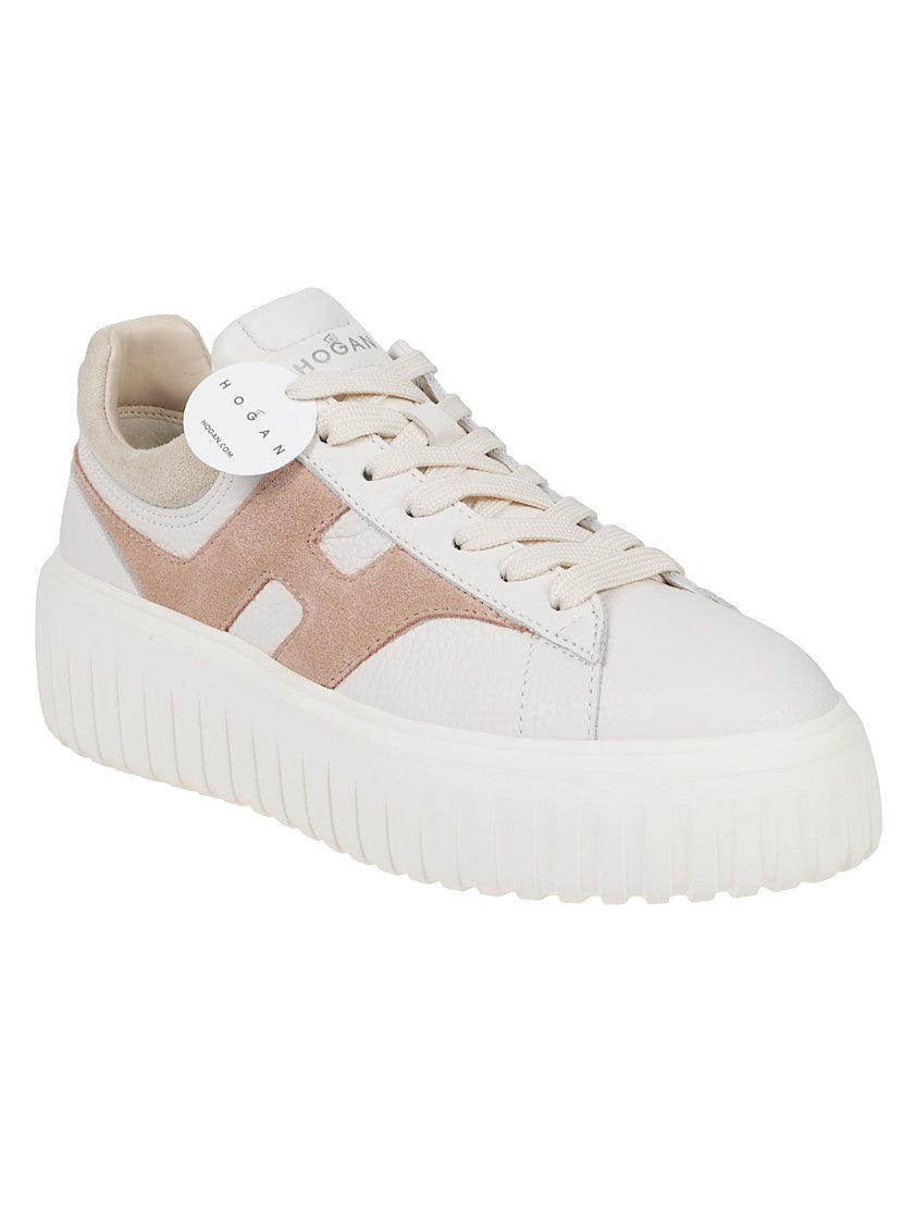 Hogan H-Stripes Calf Leather Suede Sneakers