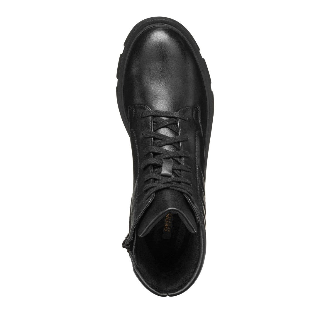 Geox Vilde Black Chevron-Stitched Leather Ankle Boots