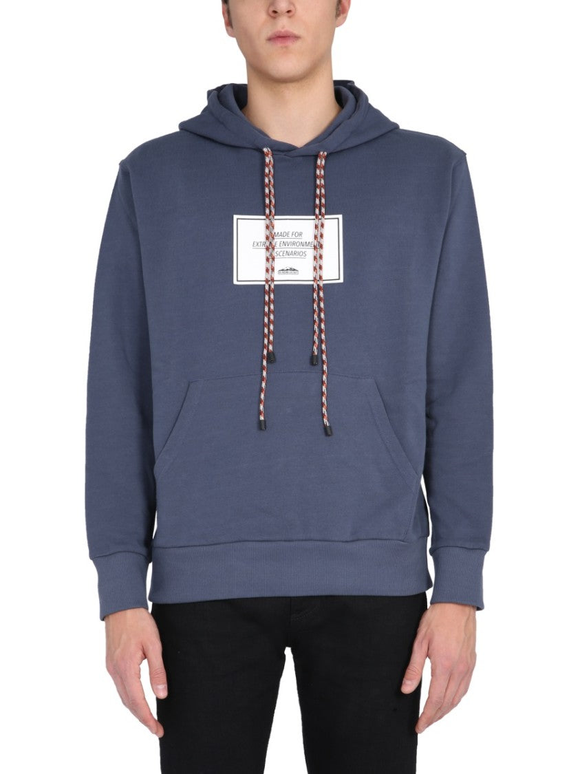 Ih Nom Uh Nit Muted Blue Hoodie With Multicolored Drawstrings