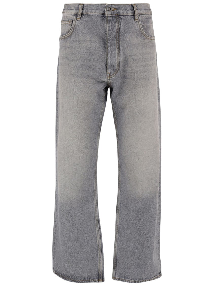 Off-White Light Gray Washed Cotton Denim Jeans