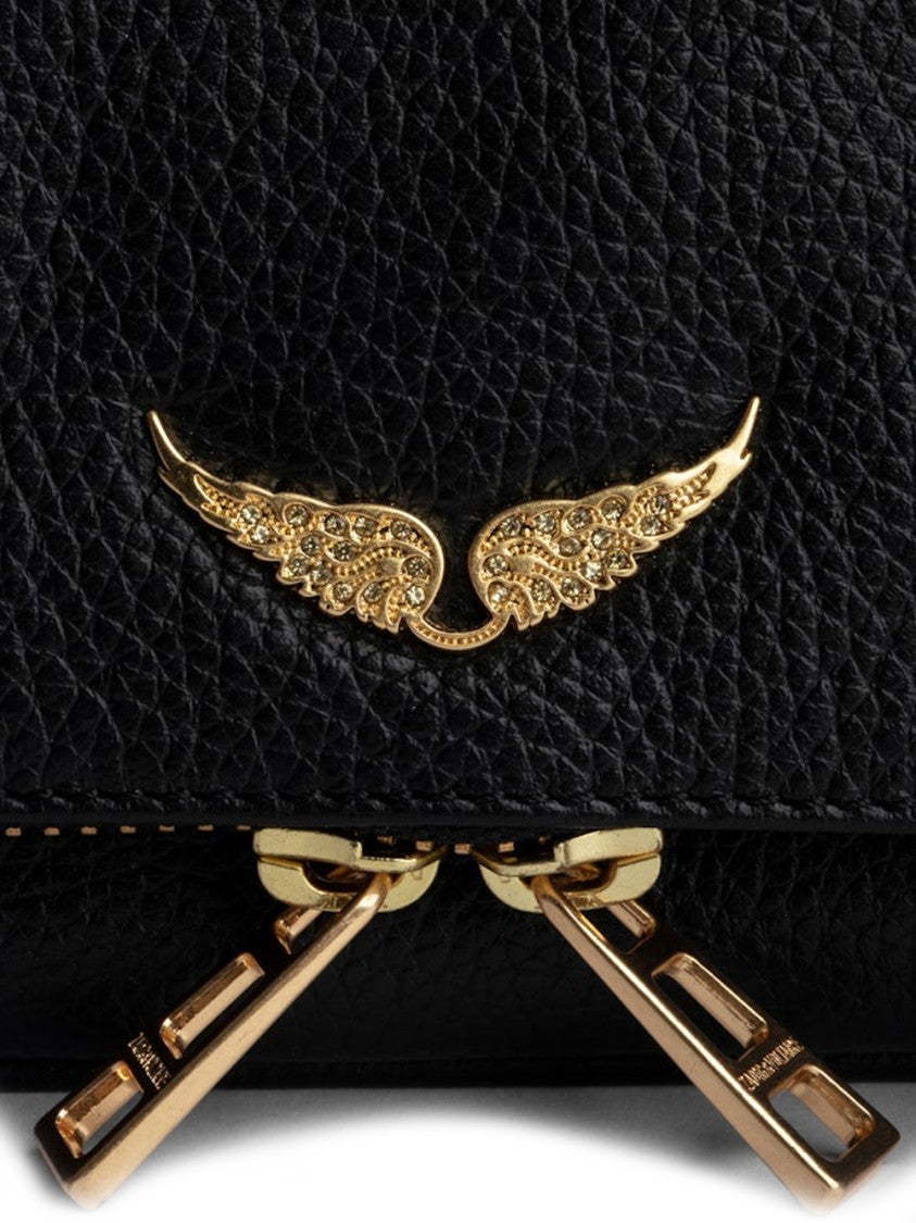 Zadig & Voltaire Textured Black Leather Shoulder Bag