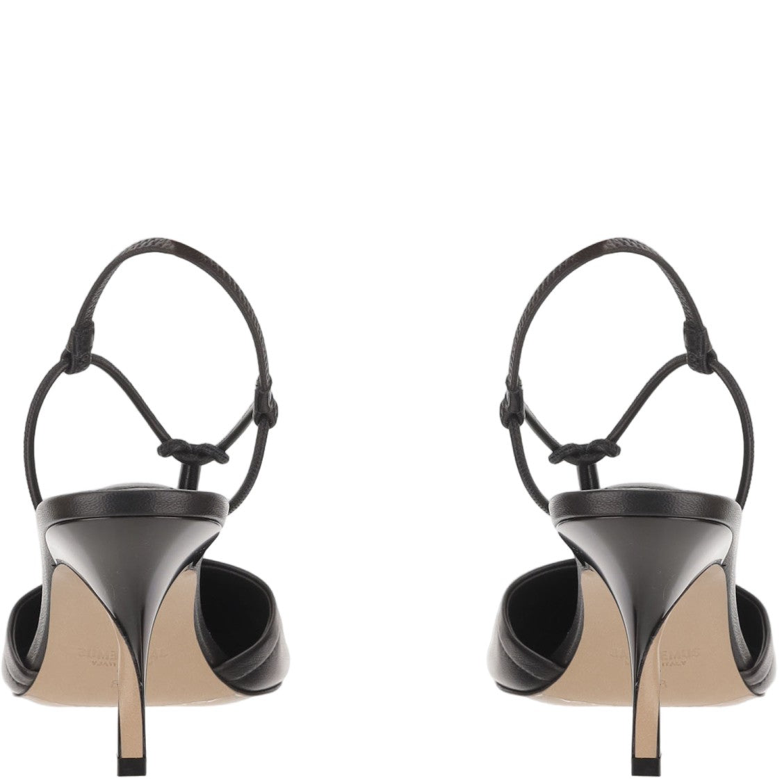 Jacquemus Black Pina Sculptural Lacquered Heel Leather Sandals