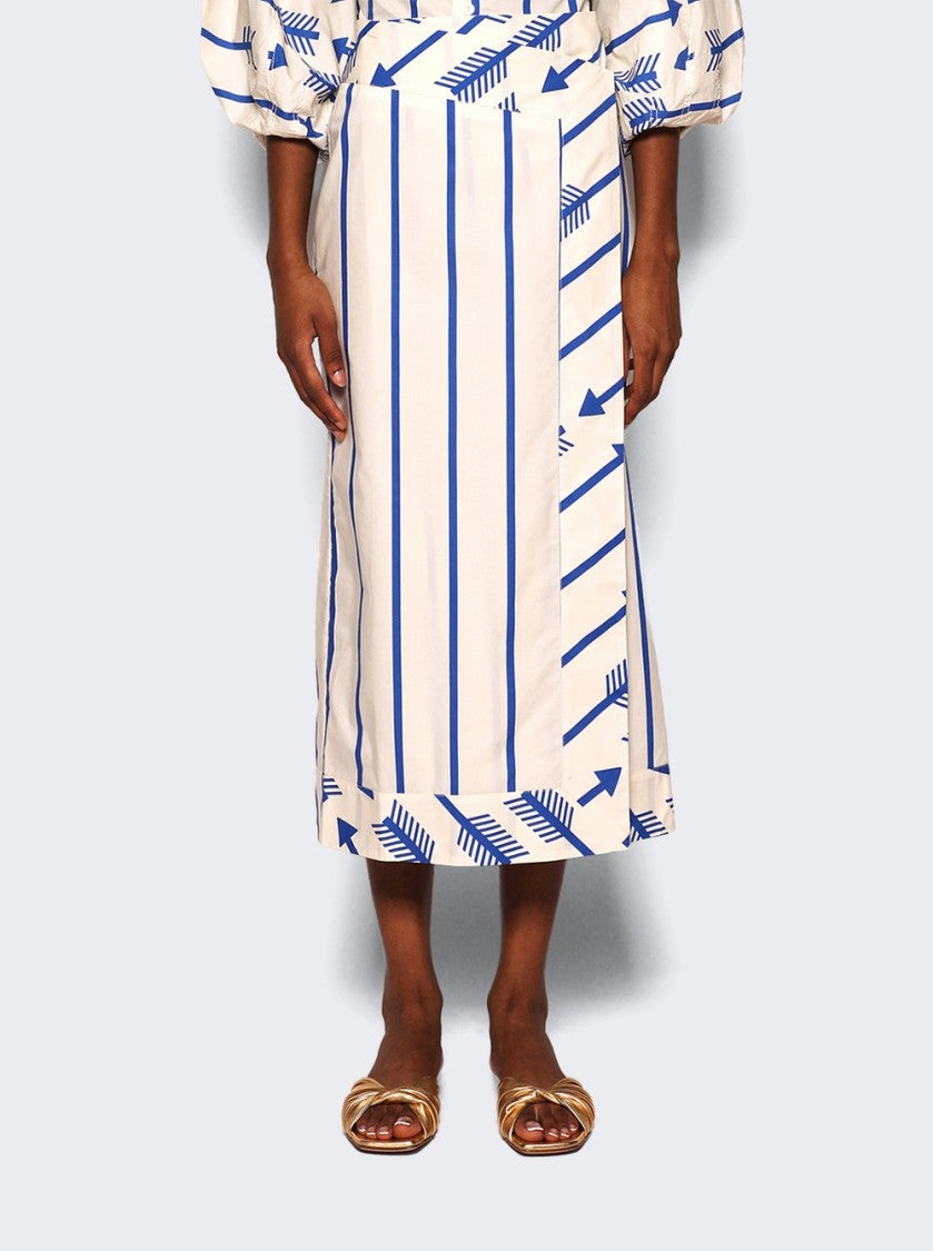 Johanna Ortiz Mar De Cortes Midi Skirt Arrow Stripes Blue