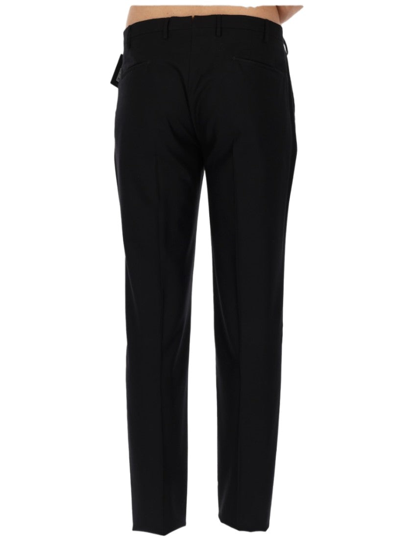 Incotex Tailored Black Wool Trousers With Classic Silhouette