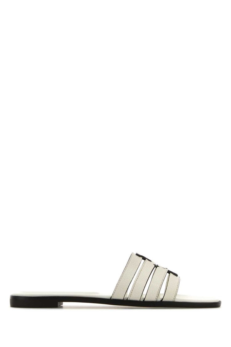 Tory Burch Ivory Leather Ines Slippers
