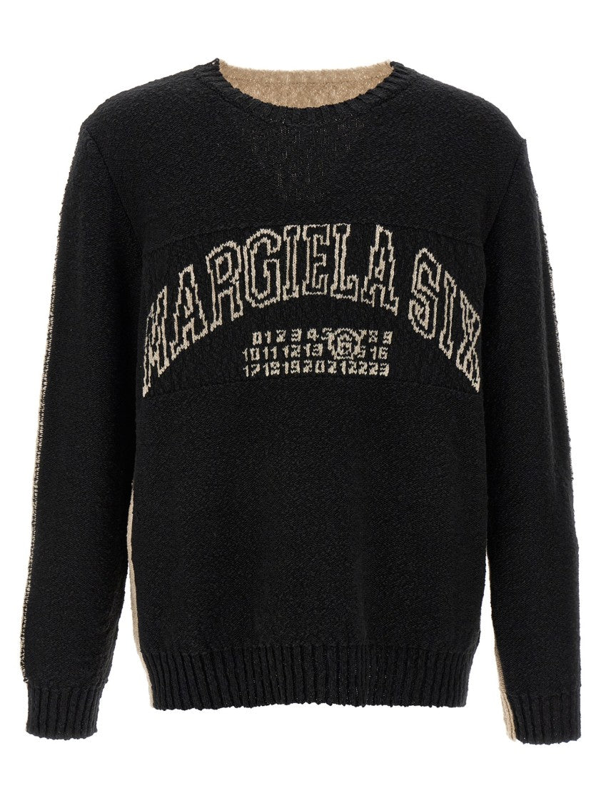 Mm6 By Maison Margiela Textured Two-Tone Knit Sweater